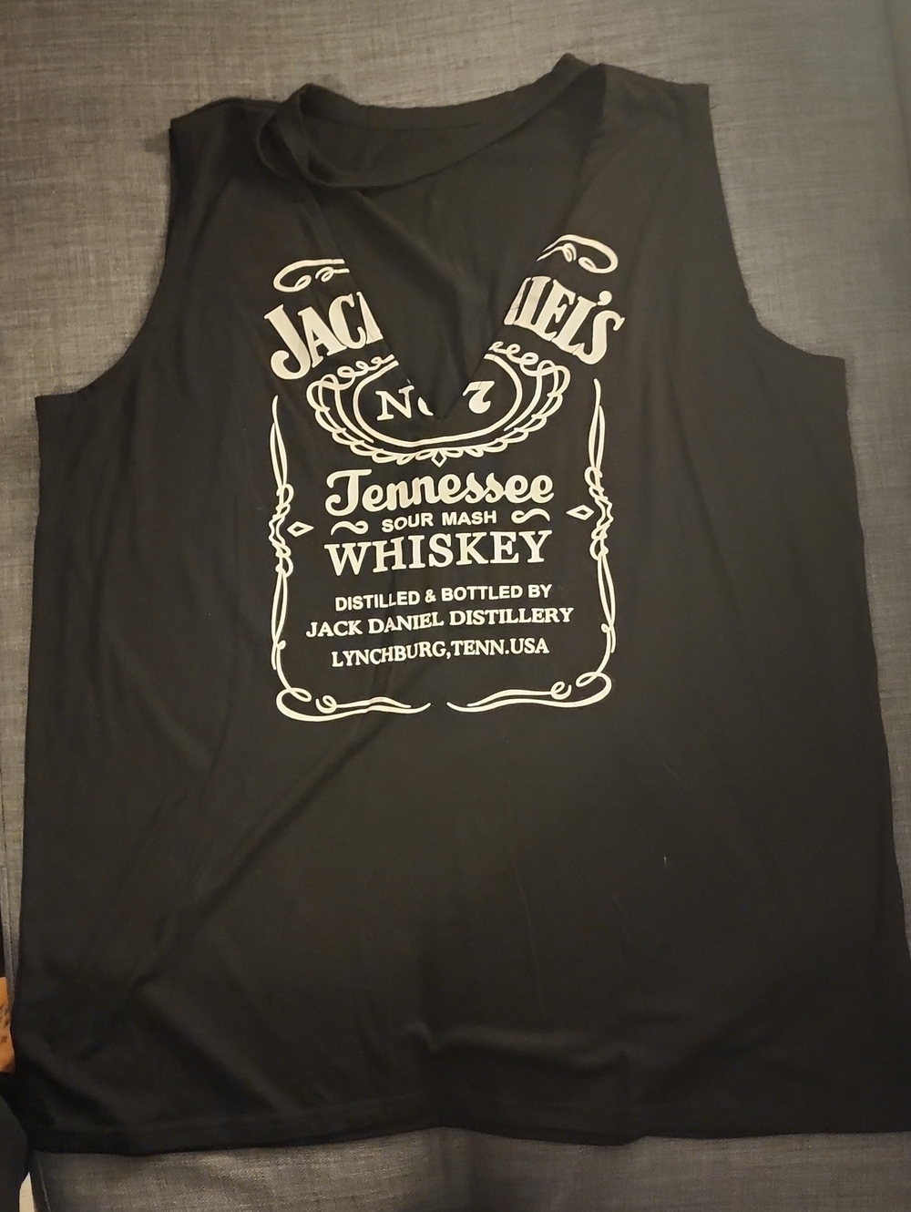 Jack Daniels Black Tank Top with White Tennessee Whiskey Print